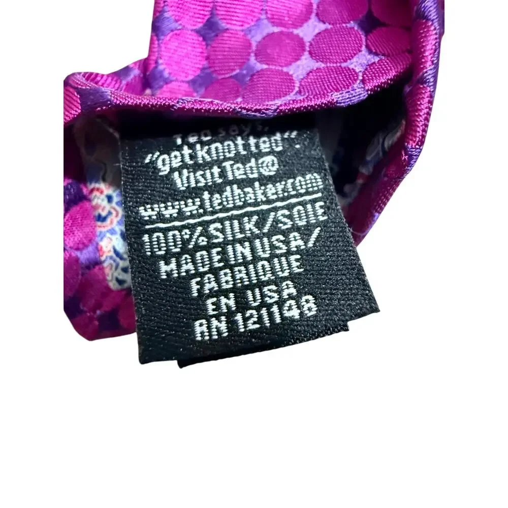 Ted Baker London Magenta Purple Geometric 100% Silk Necktie
